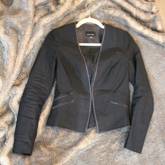 Judith & Charles Lightweight Black Stretch Linen Suit Jacket in Women's Size 2 - Picture 1 of 15